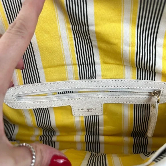 Kate Spade Rattan Clutch striped interior fabric lining - Picture 7 of 14
